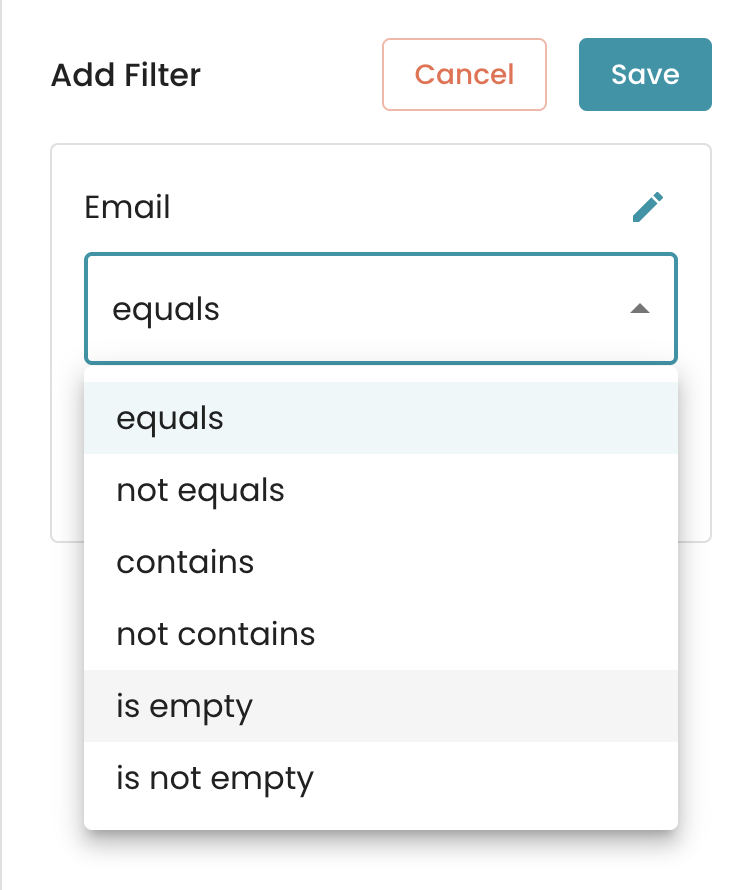 Empty email filter for communication lists